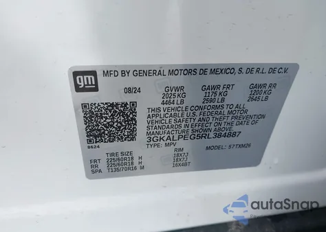 2024 GMC Terrain Fwd Slt from USA, damaged, VIN 3GKALPEG5RL384887